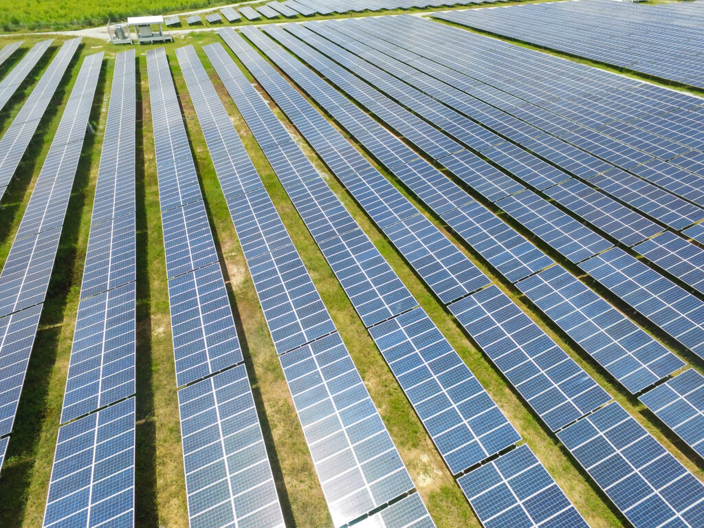 Utility,scale,solar,farm,aerial,view